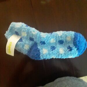 Capelli New York NWT Cozy Slipper Socks One Size/Blue w/White & Blue Dots